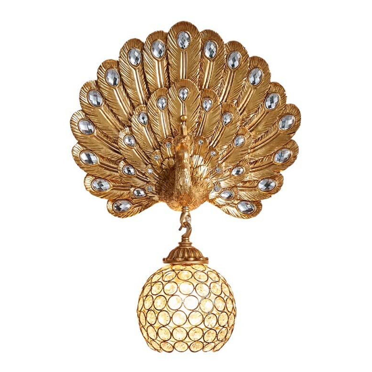 European Crystal Peacock Shape 1-Light Wall Sconce Lamp