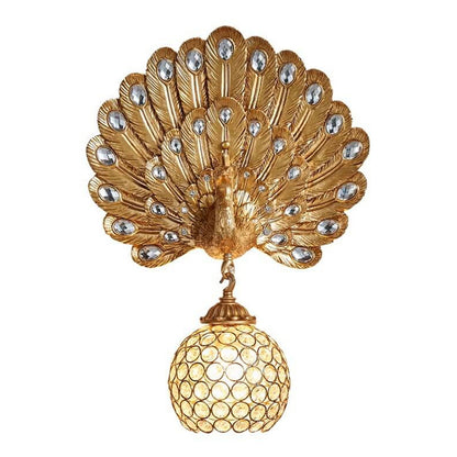 European Crystal Peacock Shape 1-Light Wall Sconce Lamp