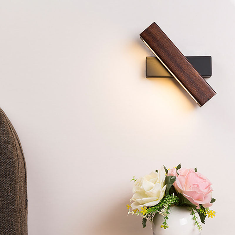 Scandinavian Solid Wood Iron LED Wall Sconce Lamp