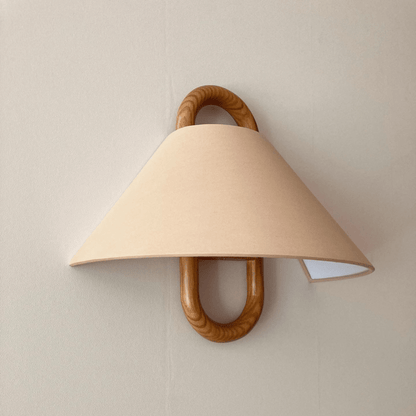 Modern Solid Wood Pleated Semicircle 1-Light Wall Sconce