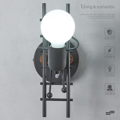 Wrought 1-Light Stair Climbing Villain Robot Sconce Lamp