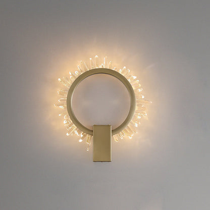 Stainless Crystal Sunflower Design LED Wall Sconce Lamp
