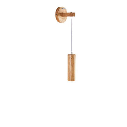 Minimalist Solid Wood Cylinder Column LED Wall Sconce Lamp