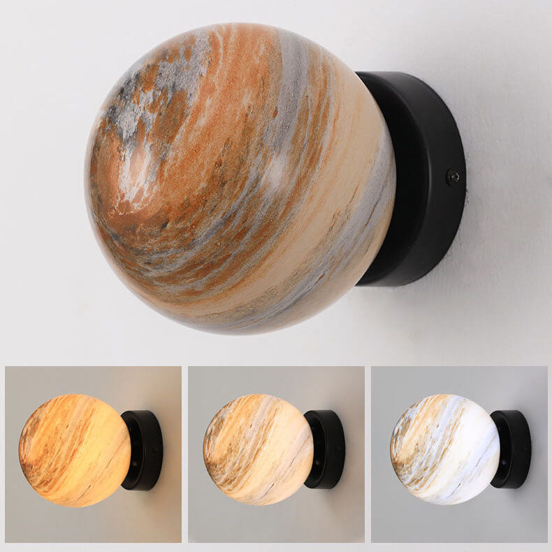 Creative Planet Glass Iron Orb 1-Light Wall Sconce Lamp
