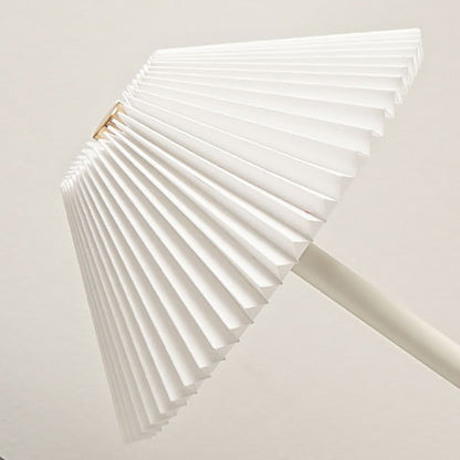 Contemporary Scandinavian Rechargeable Iron Fabric Conic Pleated 1-Light Table Lamp For Bedside