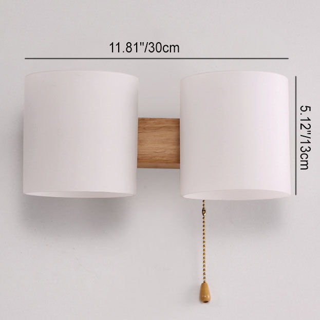 Warm Rubber Wood Glass 1/2 Light Wall Sconce Lamp
