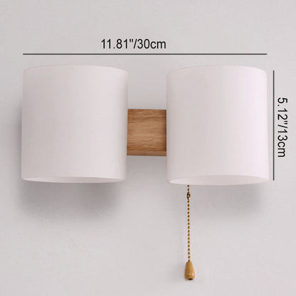 Warm Rubber Wood Glass 1/2 Light Wall Sconce Lamp