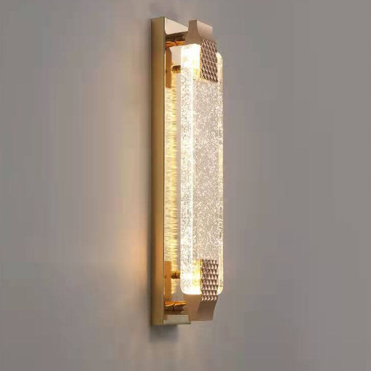 Light Gold Bubble Crystal Rectangular LED Wall Sconce Lamp