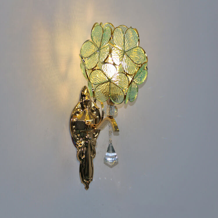 Tiffany Gold Frame Glass Metal 1-Light Wall Sconce Lamp