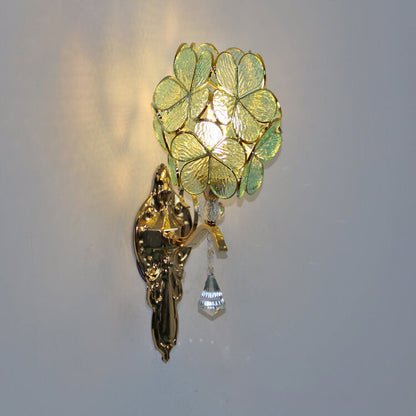 Tiffany Gold Frame Glass Metal 1-Light Wall Sconce Lamp