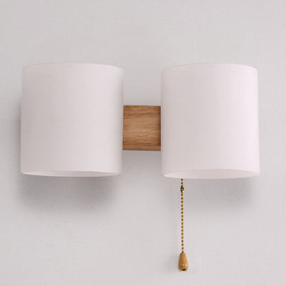 Warm Rubber Wood Glass 1/2 Light Wall Sconce Lamp