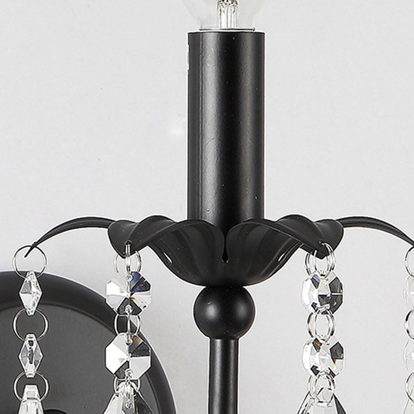 European Wrought Iron Crystal 1-Light Wall Sconce Lamp