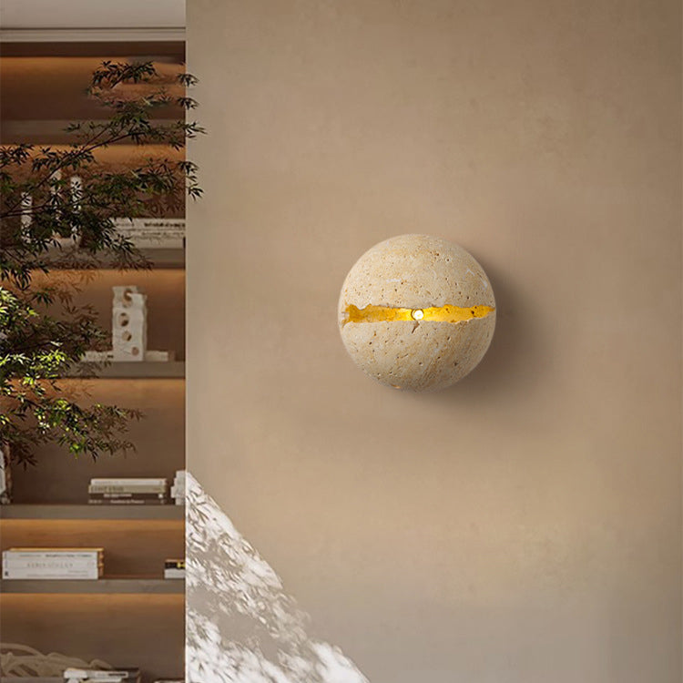 Japanese Travertine Semicircle 1-Light Wall Sconce Lamp