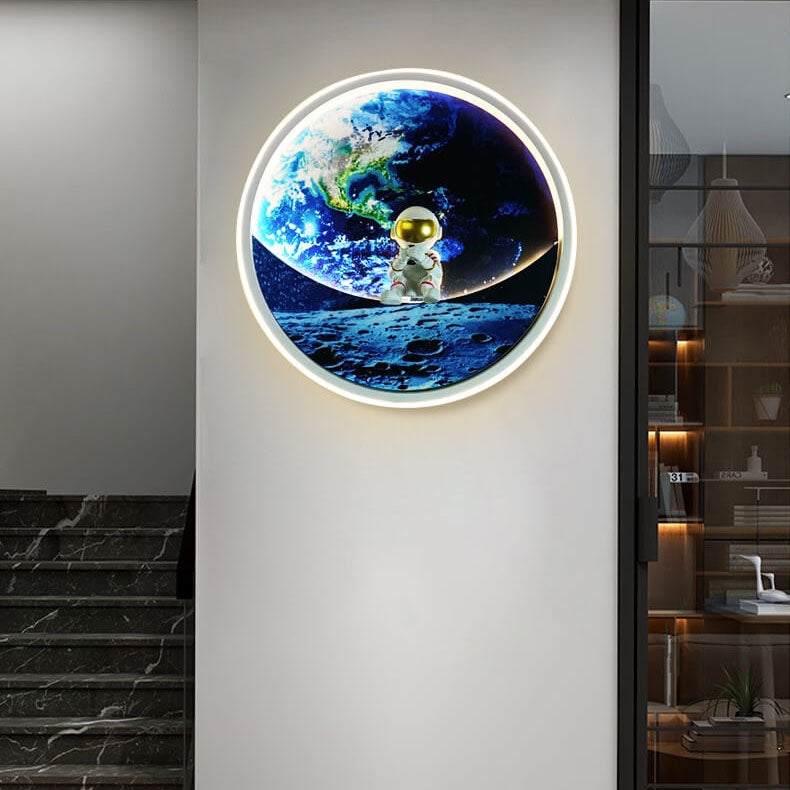 Children's Wrought Iron Imitation Moon LED Wall Sconce Lamp