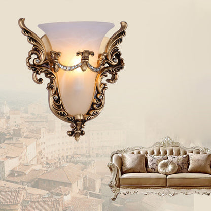 European Wings Cup Resin Glass 1-Light Wall Sconce Lamp
