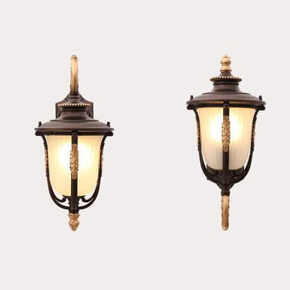 Coffee Aluminum Glass 1-Light Waterproof Wall Sconce Lamp