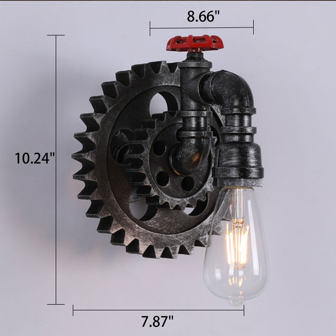 Gear-shaped Wrought Iron 1/2-Light Wall Sconce Lamp