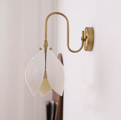 Ceramic Flower Shape Iron Frame 1-Light Wall Sconce Lamp