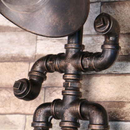 Industrial Dome Pipe Iron 1-Light Wall Sconce Lamp