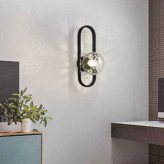 Minimalist Oval Ring Iron Glass 1-Light Wall Sconce Lamp