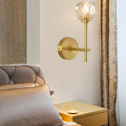 Modern Luxury Bowl Steel Crystal 1/2-Light Wall Sconce Lamp