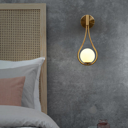 Teardrop Round Ball Iron Glass 1-Light Wall Sconce Lamp