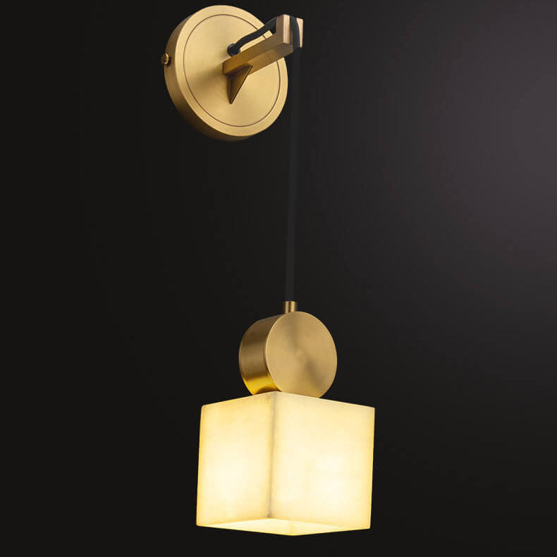 Light Square/Round Marble Shade 1-Light Wall Sconce Lamp
