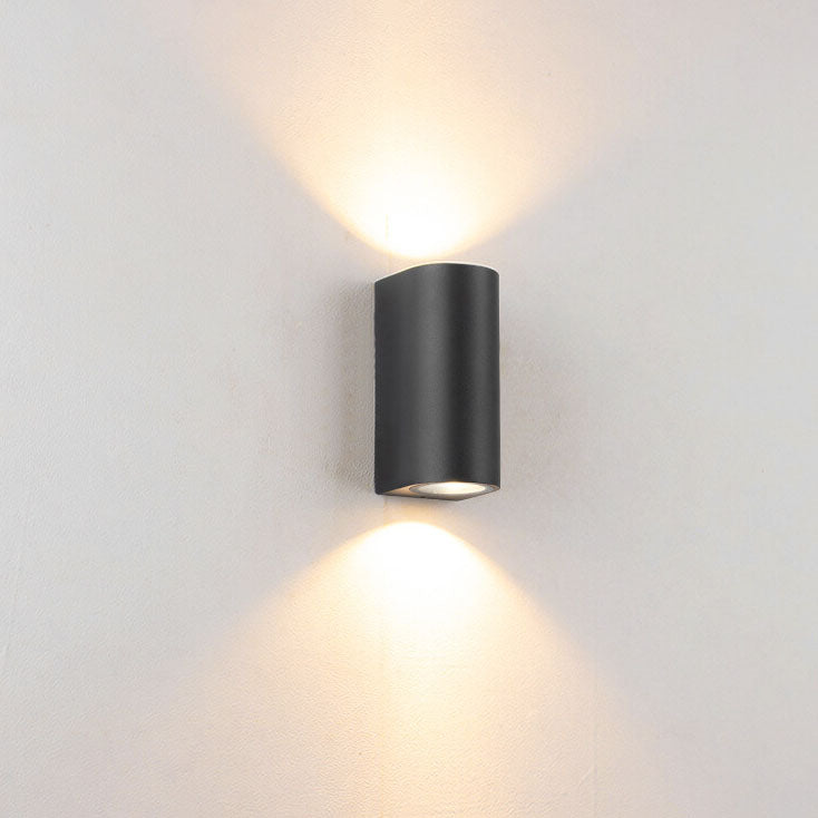 Outdoor Aluminum Glass Cylinder 2-Light Wall Sconce Lamp