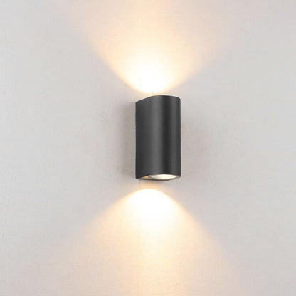 Outdoor Aluminum Glass Cylinder 2-Light Wall Sconce Lamp