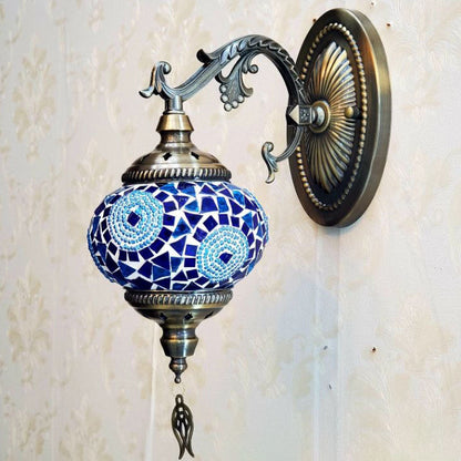 European Exotic Cracked Glass 1-Light Wall Sconce Lamp