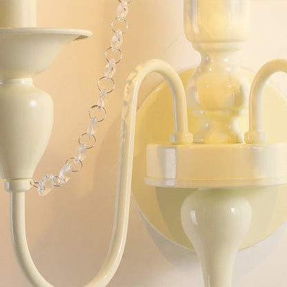French Iron Crystal Candle 1/2 Light Wall Sconce Lamp