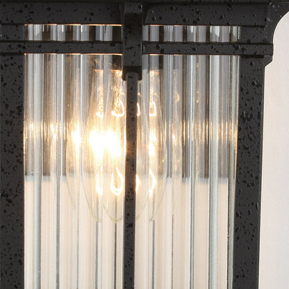 Aluminum Frame Ribbed Glass Shade 1-Light Wall Sconce Lamp