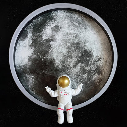 Round Lunar Astronaut Hardware Resin LED Wall Sconce Lamp