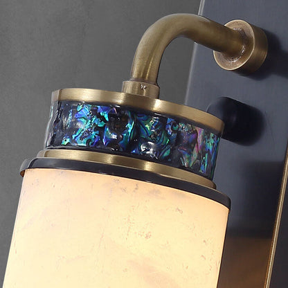 Chinese Marble Copper Column Brass LED Wall Sconce Lamp