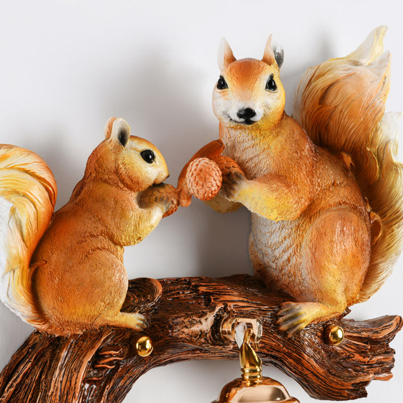 Creative Squirrel Resin Crystal 1-Light Wall Sconce Lamp