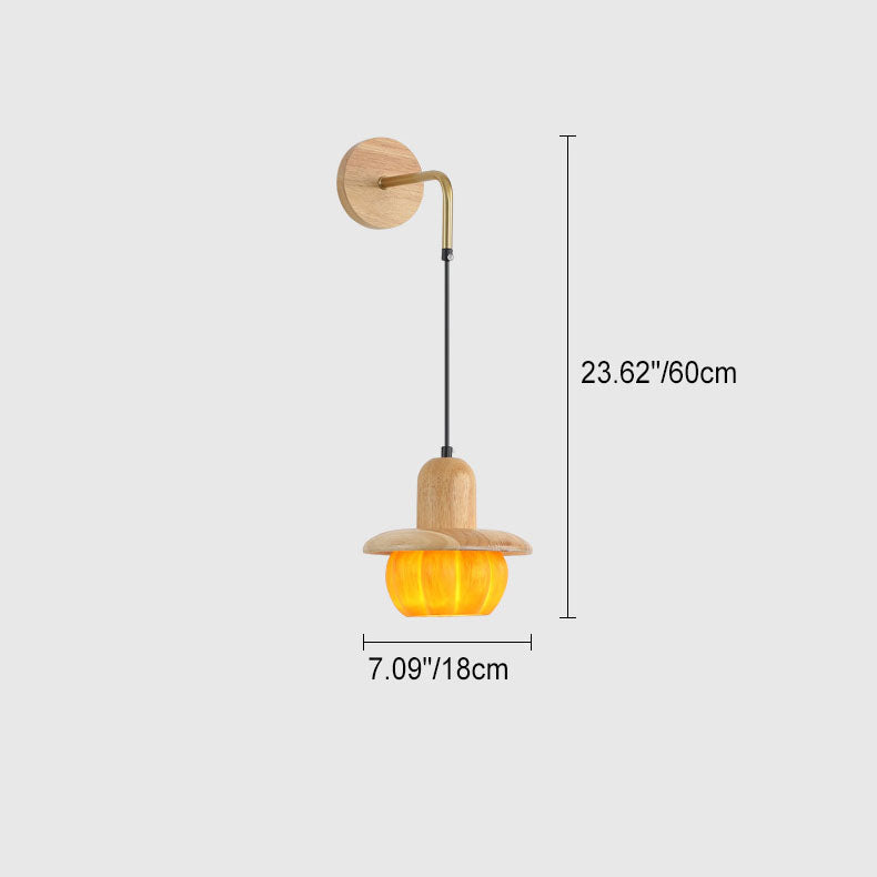Japanese Frame Resin Pumpkin Shade 1-Light Wall Sconce Lamp