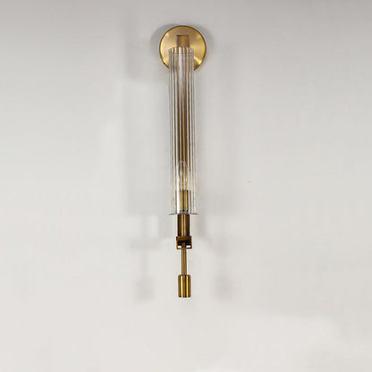 Simplicity Ribbed Glass Column 1-Light Wall Sconce Lamp