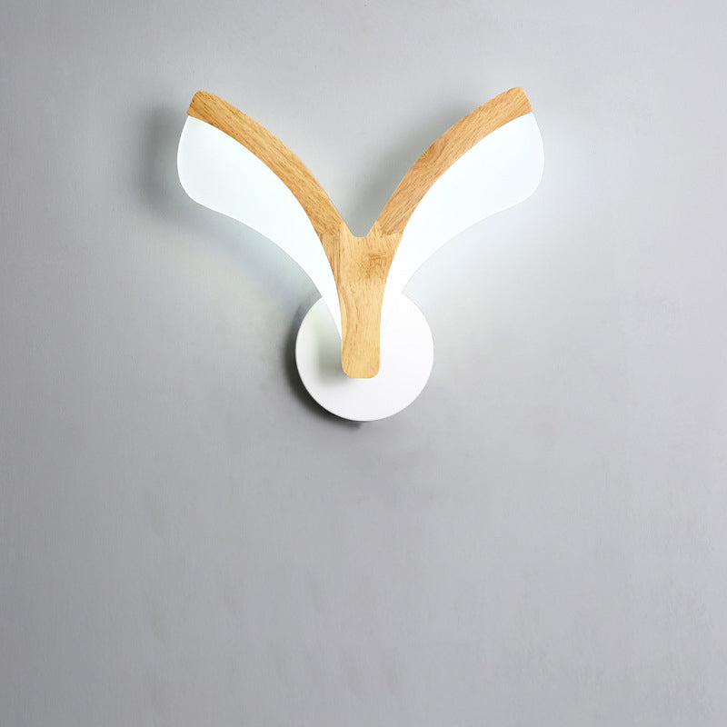 Japanese Curved Wood Acrylic LED Wall Sconce Lamp