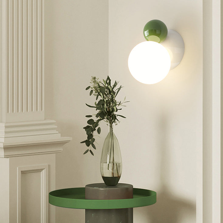 Round Sphere Iron Plastic 1-Light Wall Sconce Lamp