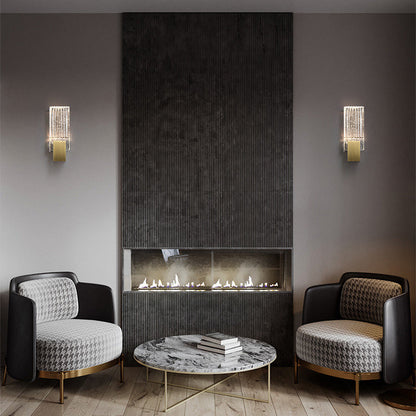 Minimalist Rectangular Copper Crystal LED Wall Sconce Lamp