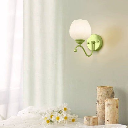 Simplicity Flower Iron Glass 1-Light Wall Sconce Lamp