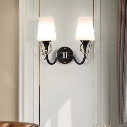 Full Exquisite Deer Head Design 1/2-Light Wall Sconce Lamp