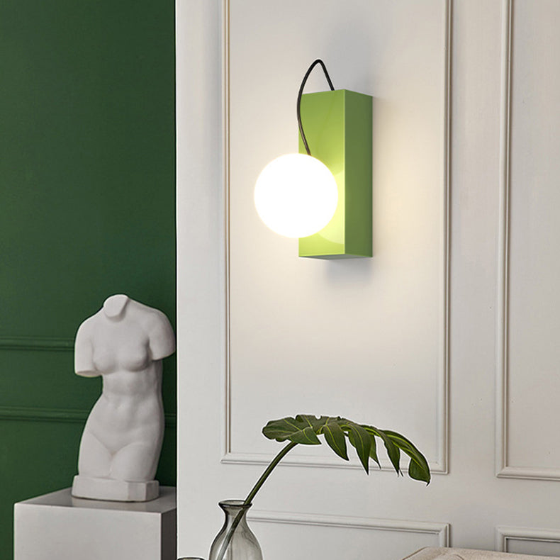 Cream Magnetic Spherical Shade 1-Light Wall Sconce Lamp