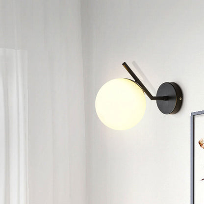 Minimalist Glass Ball Curve Lamp Arm 1-Light Wall Sconce
