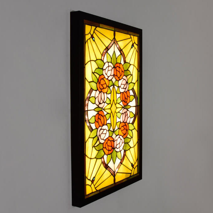 Tiffany Rose Pattern Mural Design LED Wall Sconce Lamp