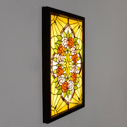 Tiffany Rose Pattern Mural Design LED Wall Sconce Lamp