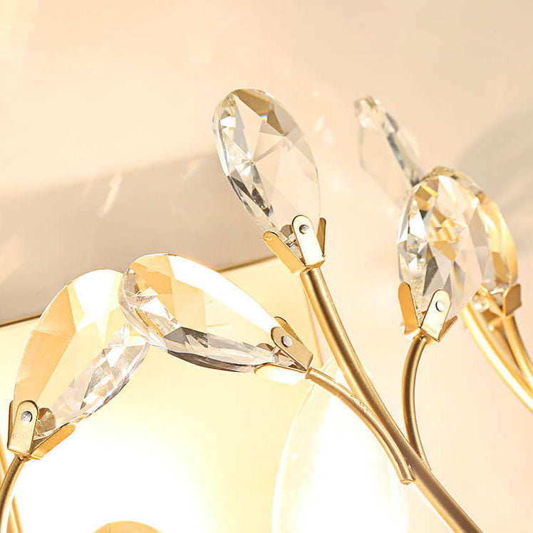 Creative Light Luxury Crystal Leaf 1-Light Wall Sconce Lamp
