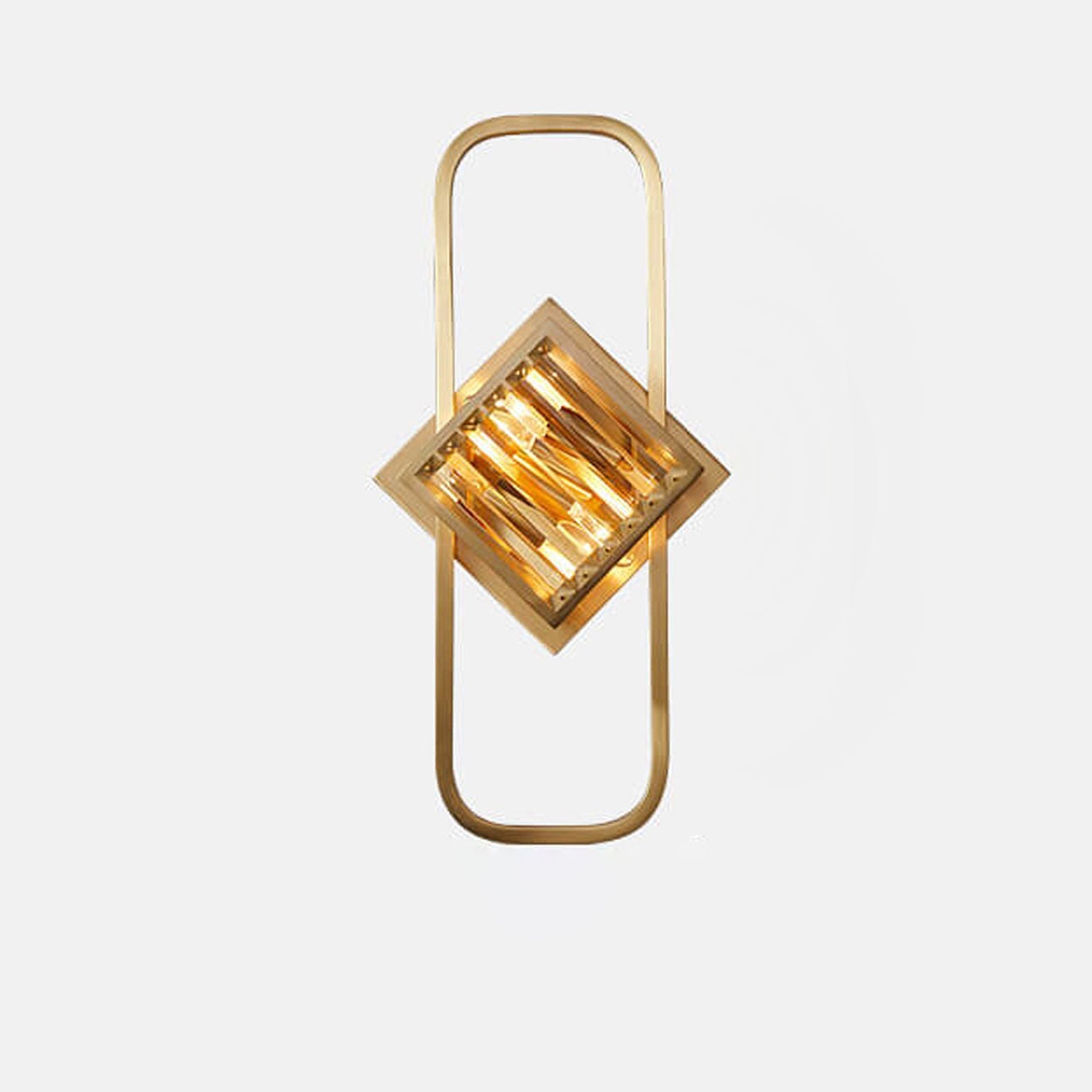 Brass Crystal Geometric Ring 2/3 Light Wall Sconce Lamp