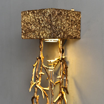Square Teardrop Copper Crystal 1-Light Wall Sconce Lamp