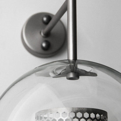 Iron Frame Spherical Glass Shade 1-Light Wall Sconce Lamp